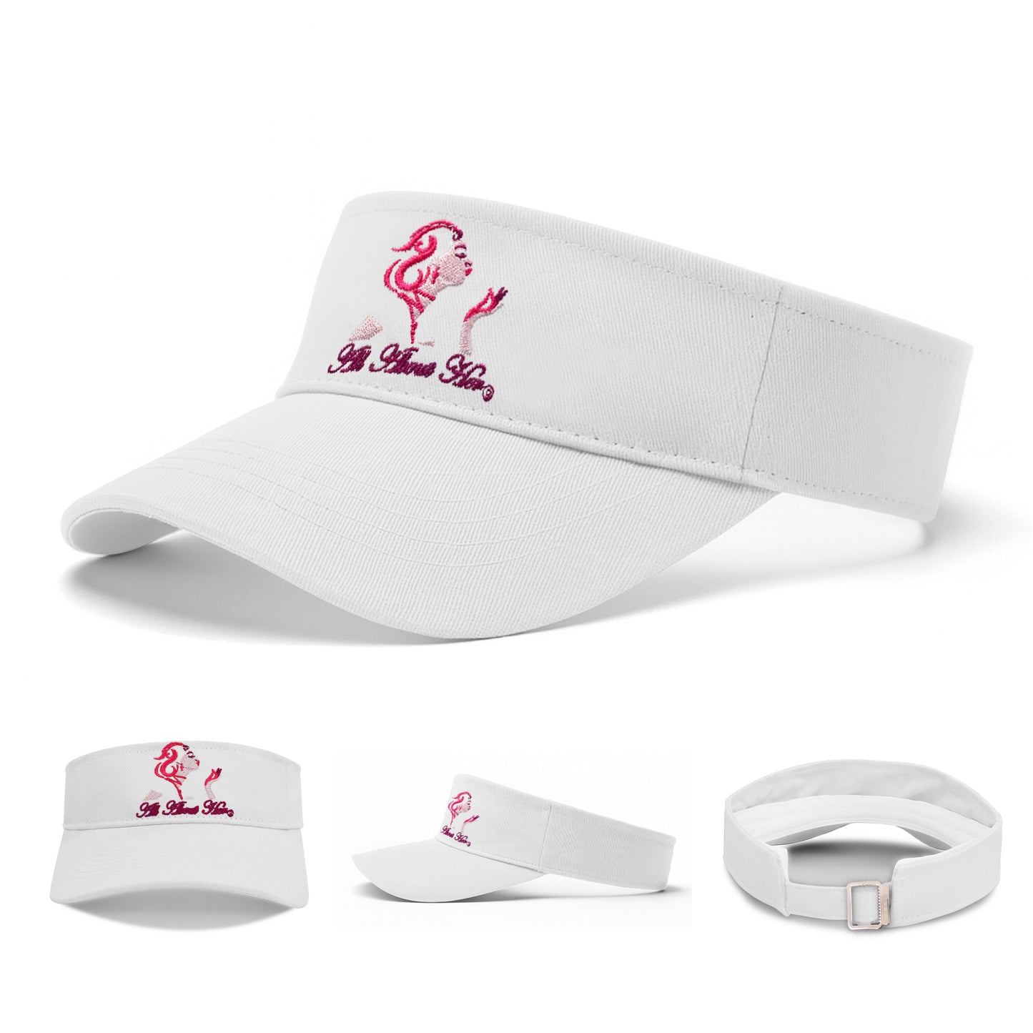 All About Her® 100% Cotton Women’s Visor – Lightweight, Adjustable Sun Hat with 3D Puff Embroidery