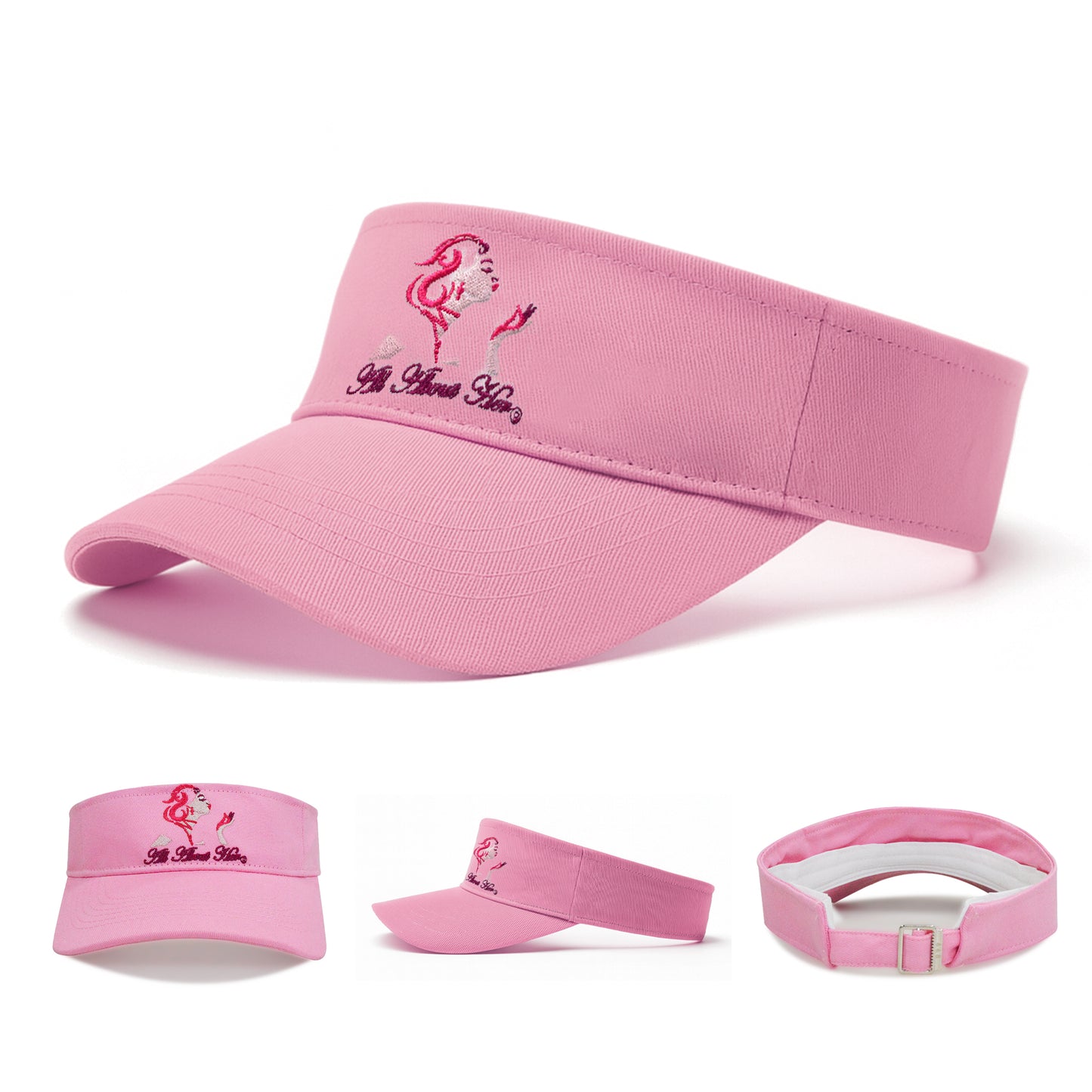All About Her® 100% Cotton Women’s Visor – Lightweight, Adjustable Sun Hat with 3D Puff Embroidery