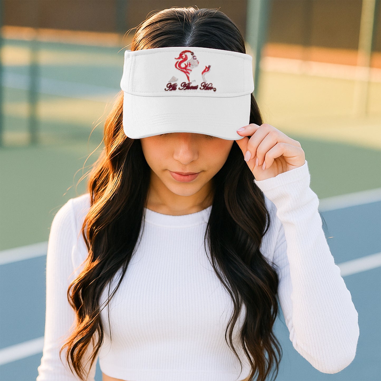 All About Her® 100% Cotton Women’s Visor – Lightweight, Adjustable Sun Hat with 3D Puff Embroidery