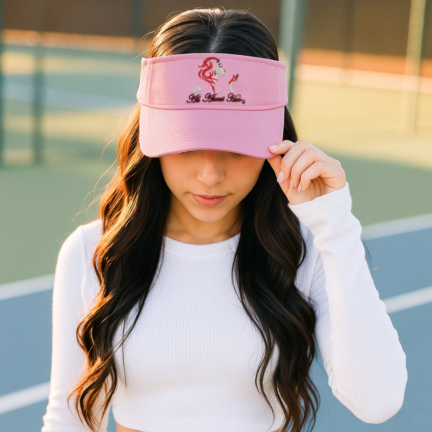 All About Her® 100% Cotton Women’s Visor – Lightweight, Adjustable Sun Hat with 3D Puff Embroidery