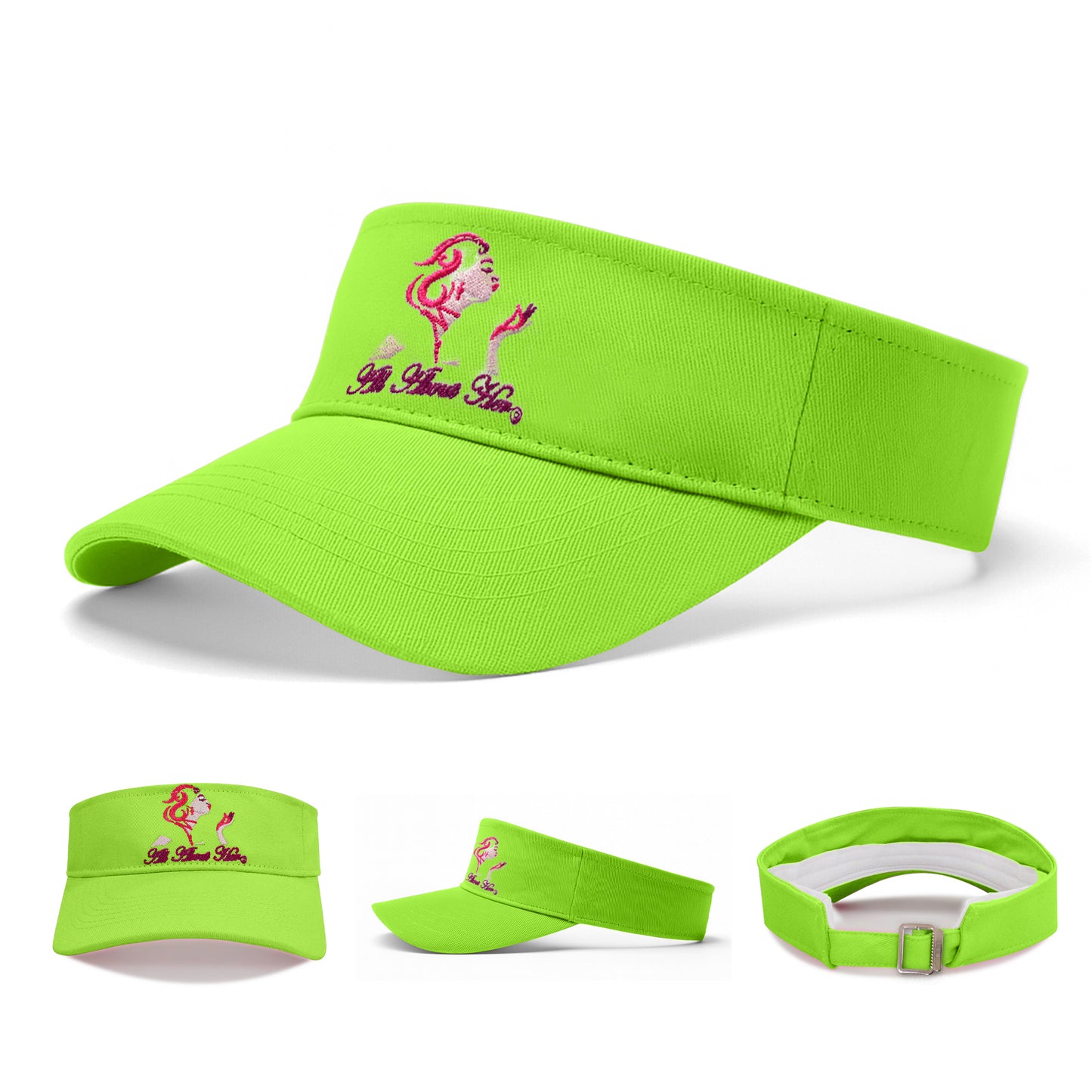 All About Her® 100% Cotton Women’s Visor – Lightweight, Adjustable Sun Hat with 3D Puff Embroidery