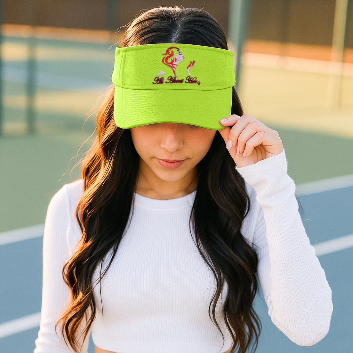 All About Her® 100% Cotton Women’s Visor – Lightweight, Adjustable Sun Hat with 3D Puff Embroidery