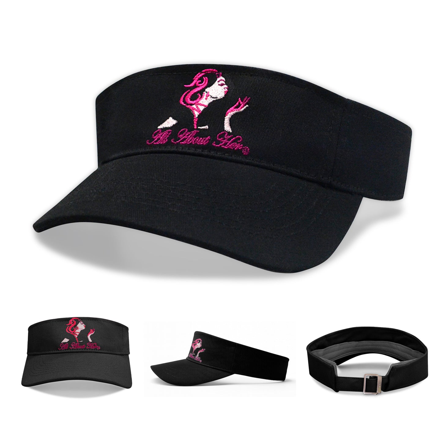 All About Her® 100% Cotton Women’s Visor – Lightweight, Adjustable Sun Hat with 3D Puff Embroidery