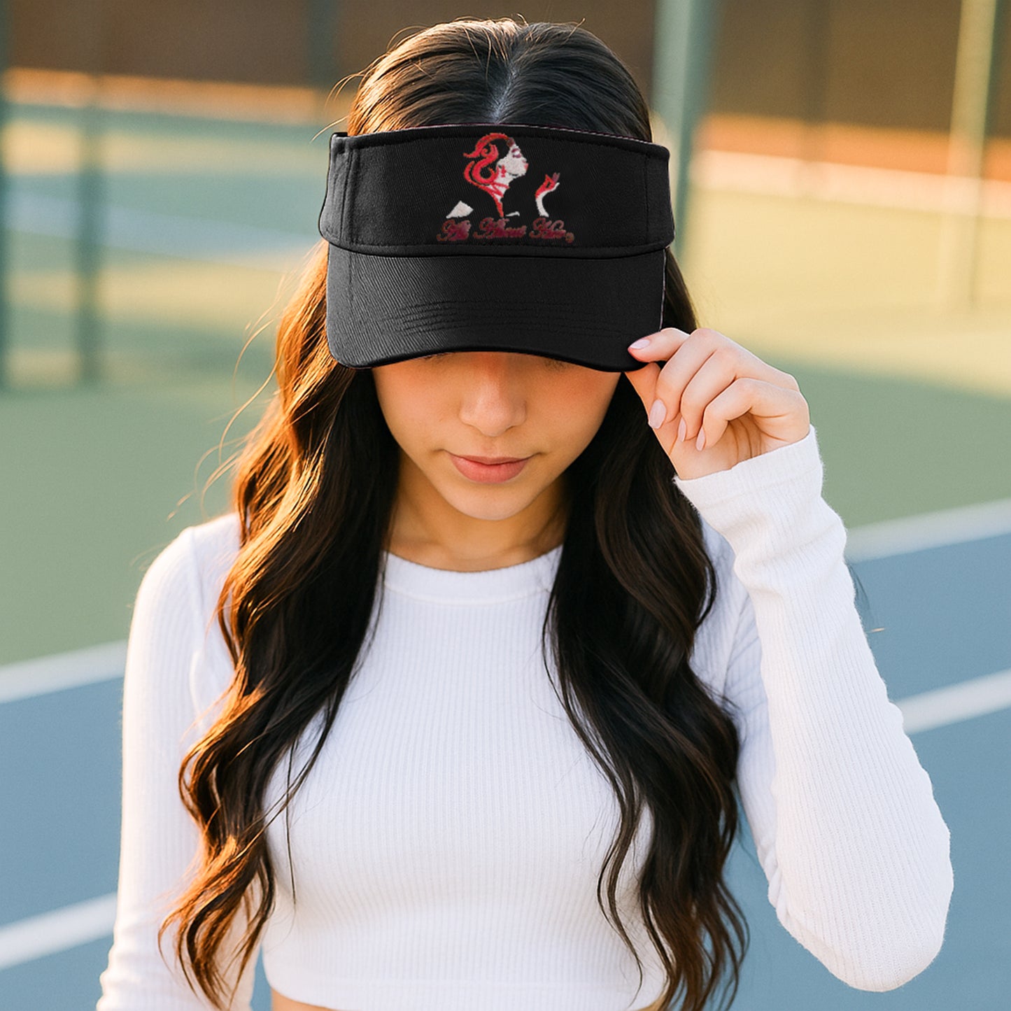 All About Her® 100% Cotton Women’s Visor – Lightweight, Adjustable Sun Hat with 3D Puff Embroidery