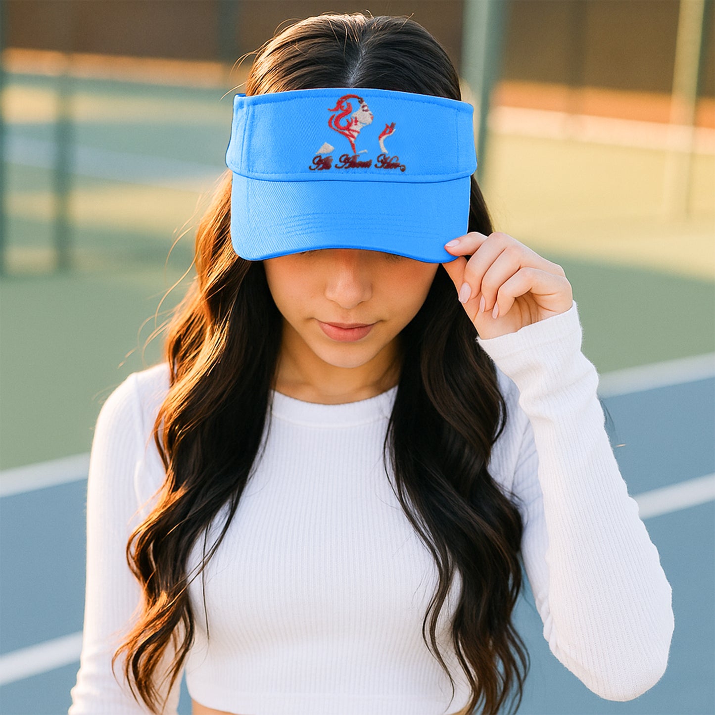 All About Her® 100% Cotton Women’s Visor – Lightweight, Adjustable Sun Hat with 3D Puff Embroidery