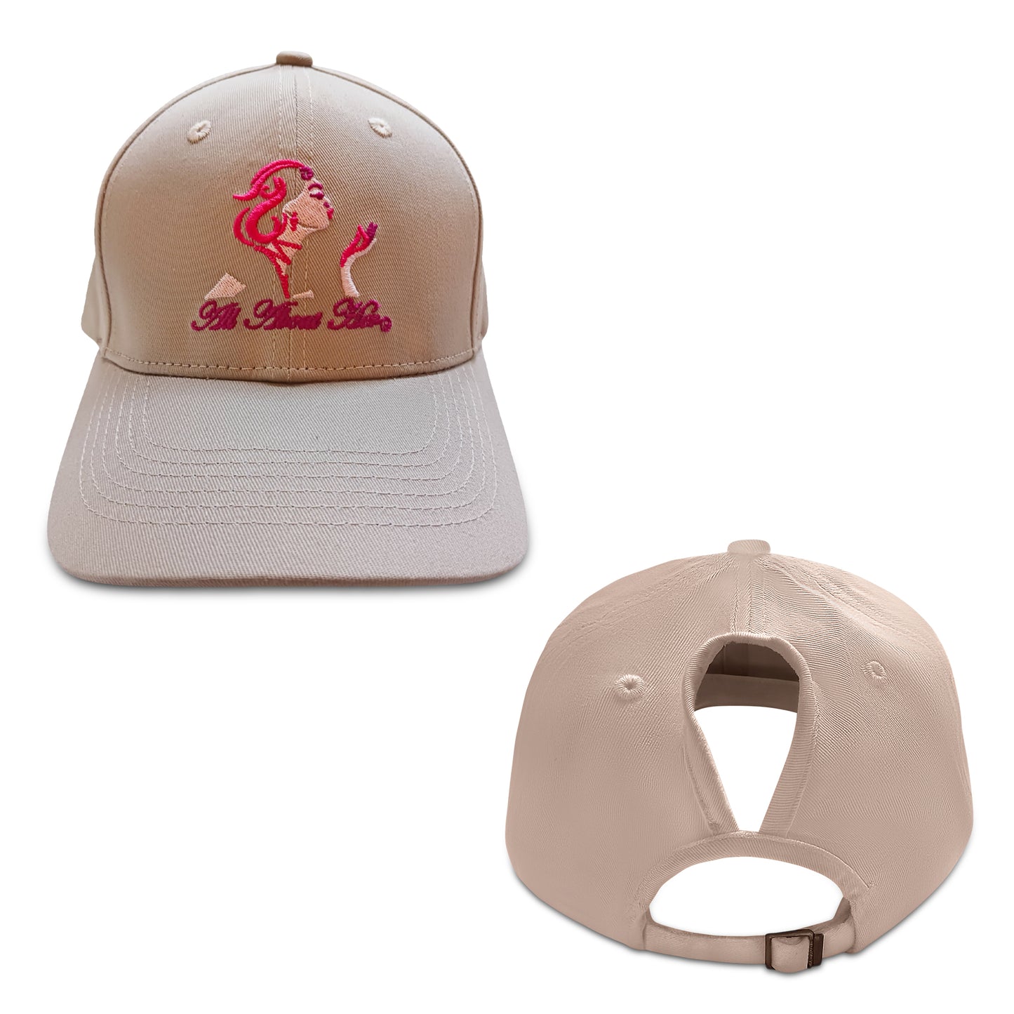 All About Her® Women’s Ponytail Baseball Cap – Adjustable Embroidered Hat for Curly Hair & Messy Buns