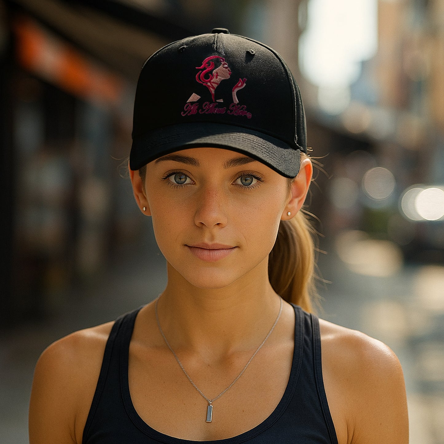 All About Her® Women’s Ponytail Baseball Cap – Adjustable Embroidered Hat for Curly Hair & Messy Buns