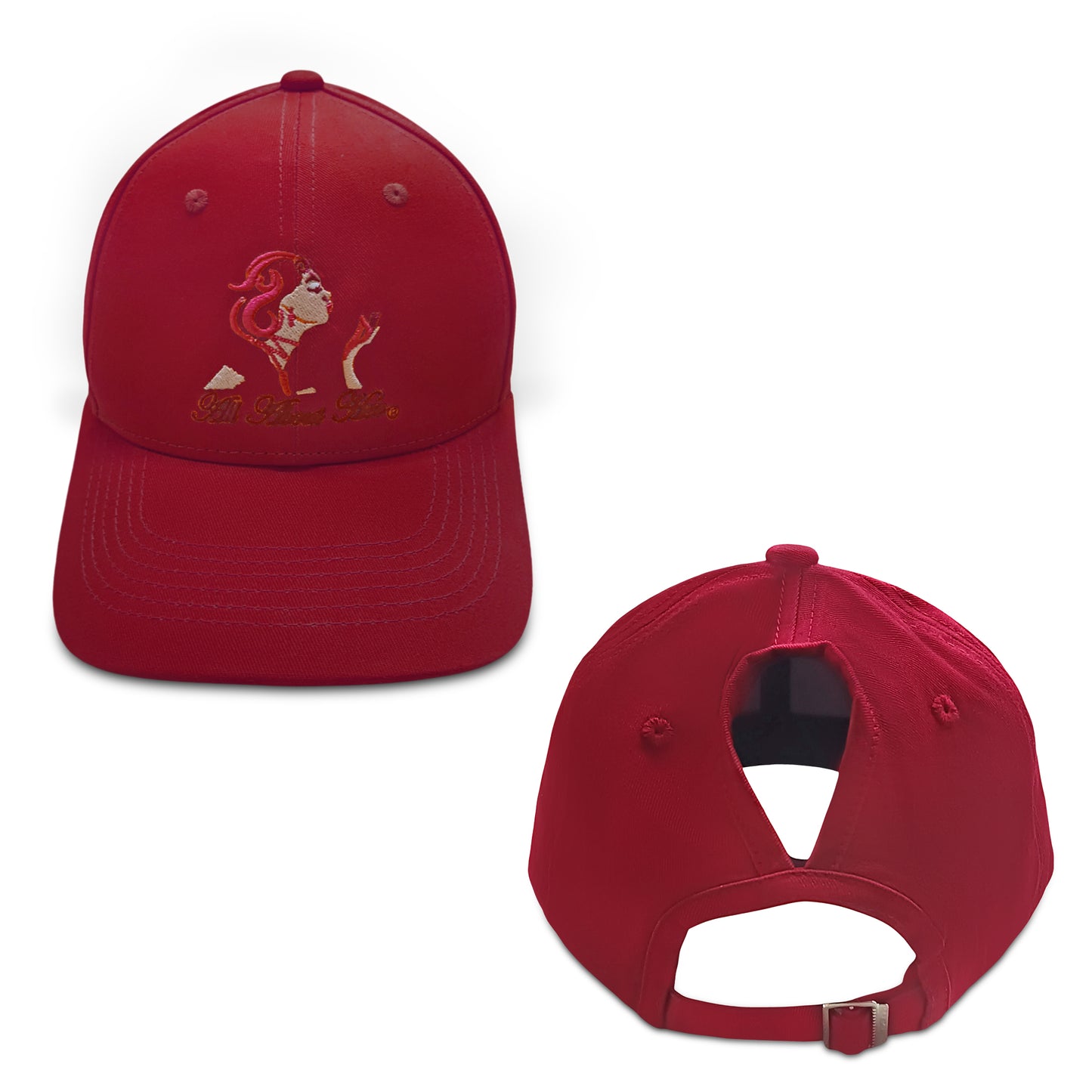 All About Her® Women’s Ponytail Baseball Cap – Adjustable Embroidered Hat for Curly Hair & Messy Buns