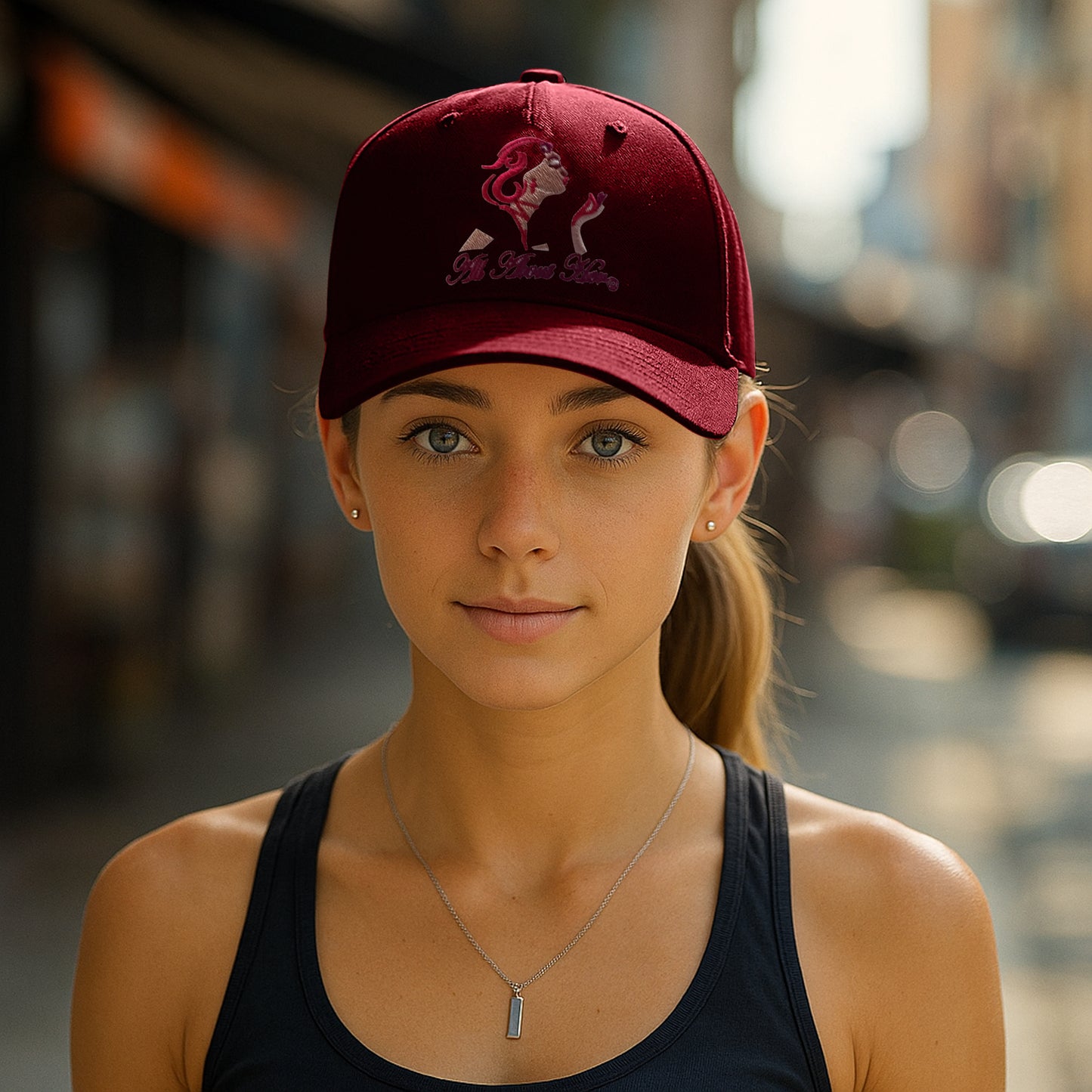 All About Her® Women’s Ponytail Baseball Cap – Adjustable Embroidered Hat for Curly Hair & Messy Buns
