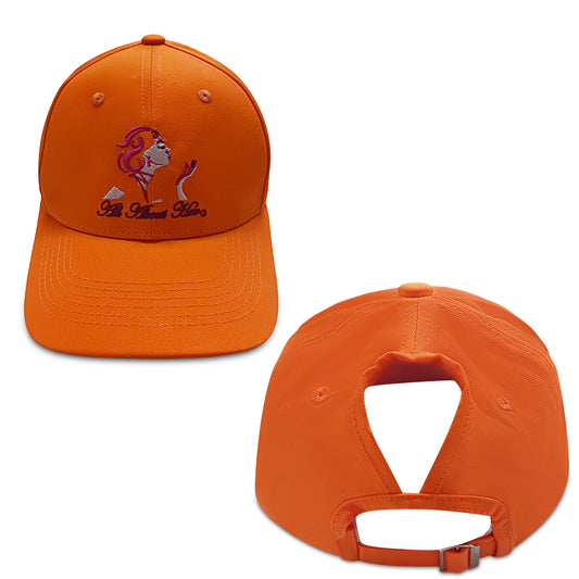 All About Her® Women’s Ponytail Baseball Cap – Adjustable Embroidered Hat for Curly Hair & Messy Buns