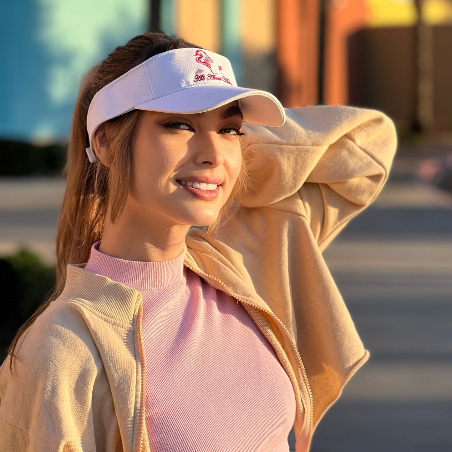 All About Her® 100% Cotton Women’s Visor – Lightweight, Adjustable Sun Hat with 3D Puff Embroidery