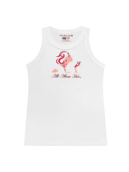 All About Her®  Women's White Ribbed Racerback Tank Top – Fitted Knit Everyday Basic