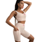 All About Her® Women's 2 Piece Set Sport Bra Tank Top Short Set w/pockets